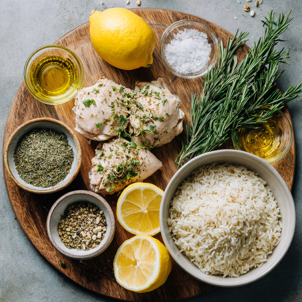 Ingredients: To make  Slow Cooker Lemon Herb Chicken and Rice