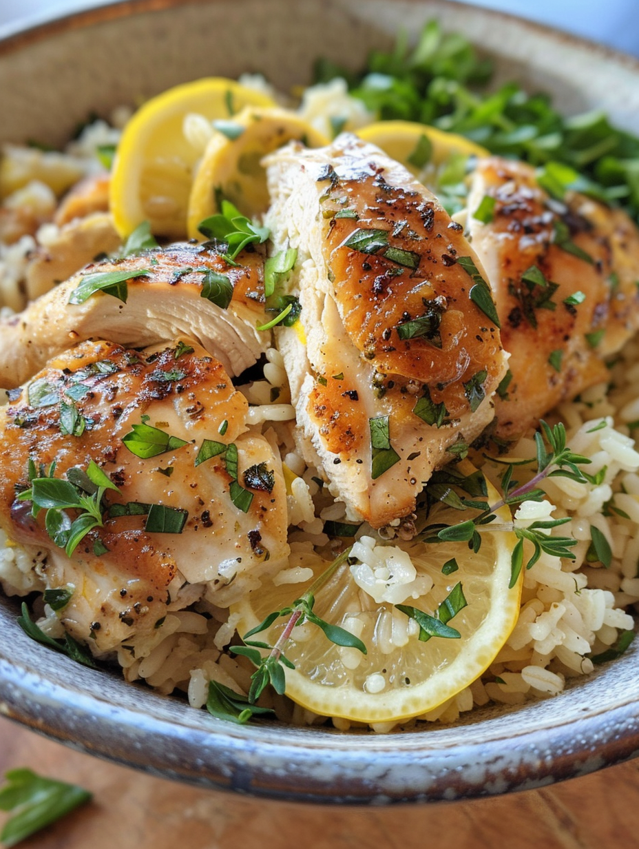 Slow Cooker Lemon Herb Chicken and Rice