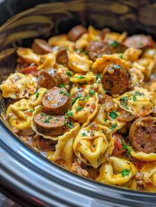 Crockpot Cheese Tortellini and Sausage